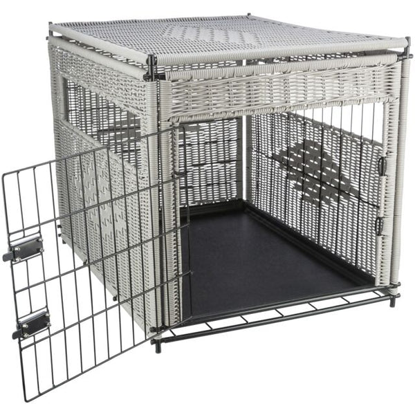 Home Kennel, Polyrattan, M: 58 × 60 × 77 cm, hellgrau