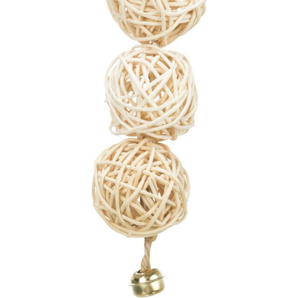 4x 3er rattan ball with bell, 24 cm