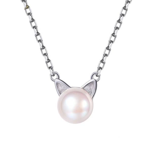 Pearl Necklace with Cat Ears