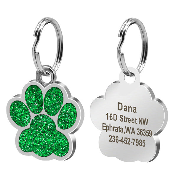 Dog tag with engraving and strass