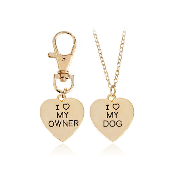 Goldkette mit Freundschaftsanhänger mit I <3 my dog