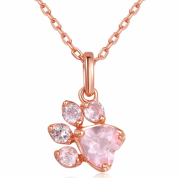 Rose Gold Necklace with Cat Paw