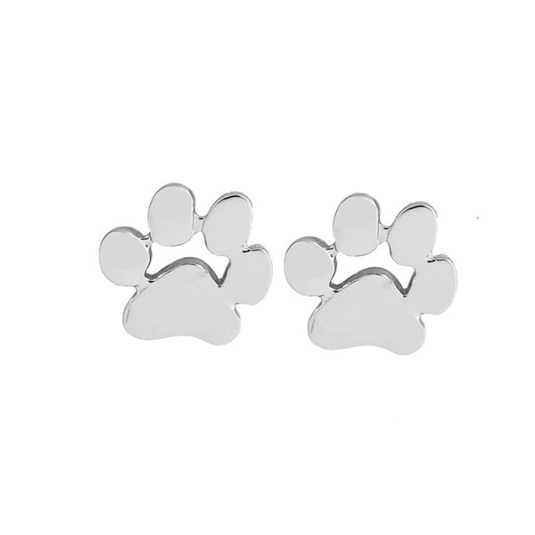 Silver Paw Print Earrings