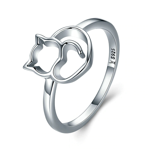 Ring with kittens in  intertwined love hearts